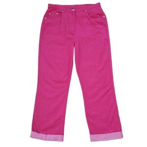 Ellen Ashley Women's Pink Chambray High Rise Crop Pants Size: 14‎ NWOT
